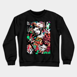 Pop Art Geisha Urban Vaporwave Japanese Style Crewneck Sweatshirt